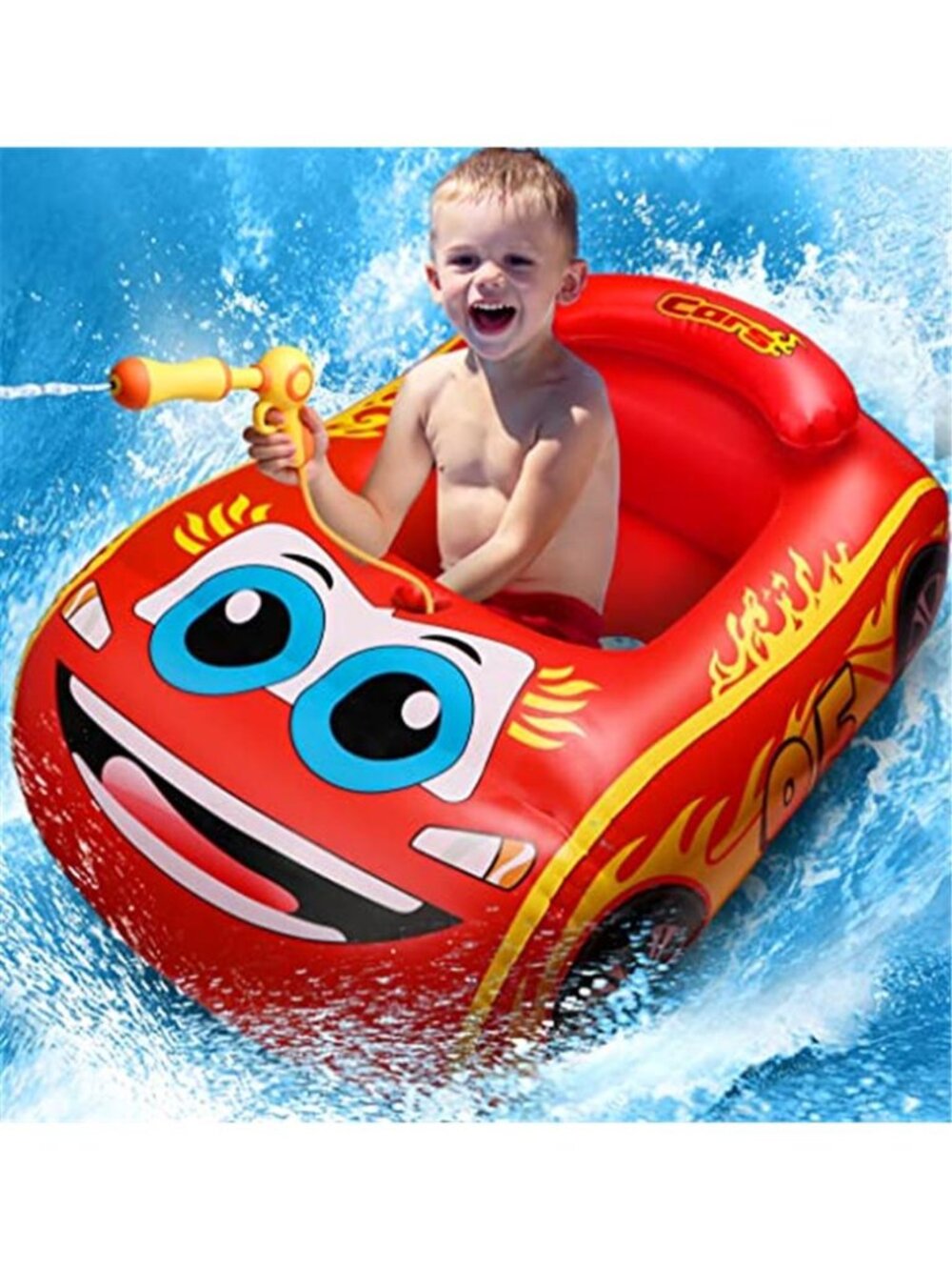 Kids Pool Float Car With Water Gun Toddler Inflatable Swim Raft Summer Toy